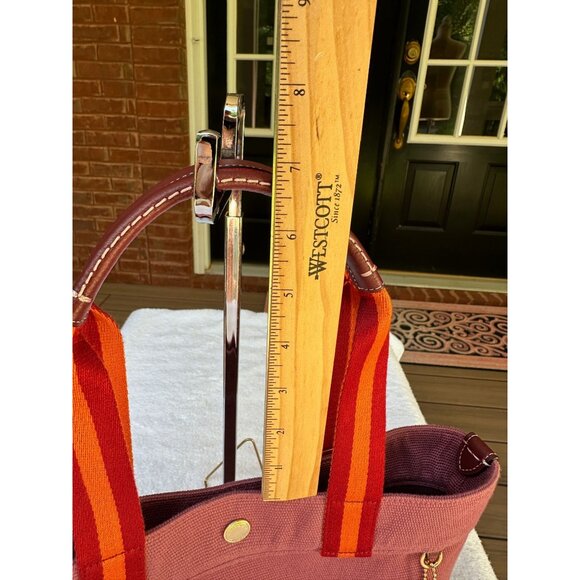 COACH Small Canvas And Smooth Leather Shoulder Tote Light Raspberry Multi Ck168 - Picture 16 of 16